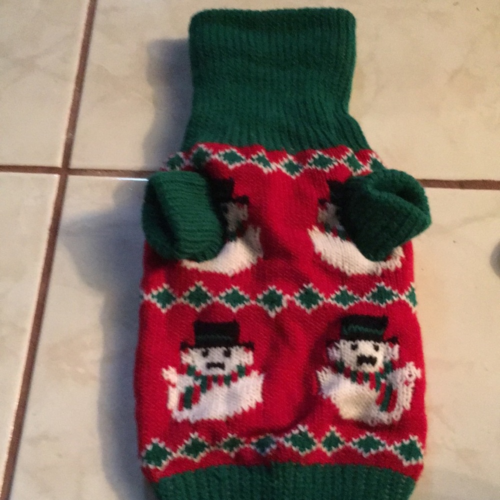 Heavy knit, snowman/holiday/Christmas small Pet sweater